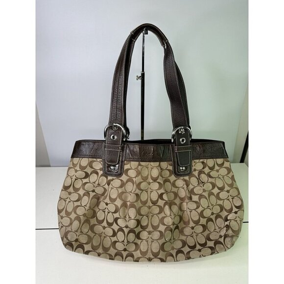 Coach Handbags - For Repair - Coach Purse Canvas Brown Large Shoulderbag H1075-F13743